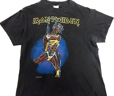 Vintage Iron Maiden Shirt 1987 Somewhere In Time Concert Shirt Band Tee Black S