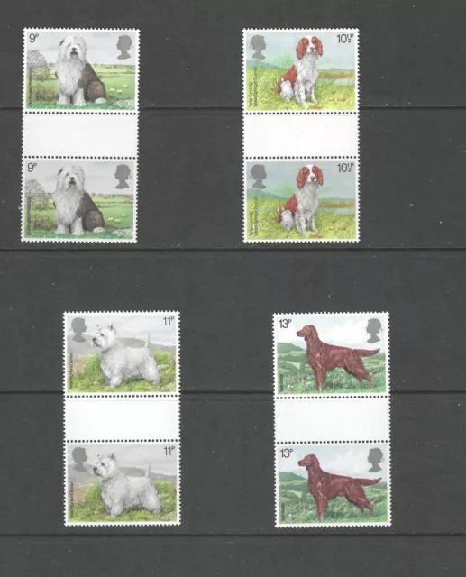 GREAT BRITAIN Stamps Scott #851-854 MNH Gutter Pairs -DOGS- Take a Look! (1979)