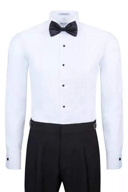 Berlioni Italy Men's Tuxedo Dress Shirt Wingtip Collar with Bow-Tie