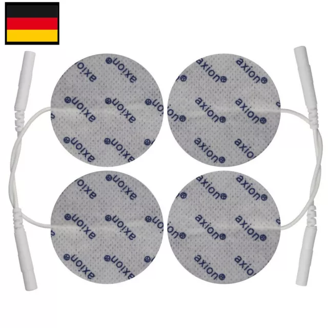 4 TENS Elektroden Pads rund 5cm für TENS EMS Gerät 2mm-Stecker passend zB Saneo