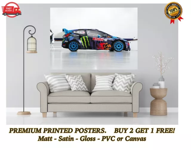 Ford Ken Block Rally Car Large Poster Art Print Gift A0 A1 A2 A3 A4