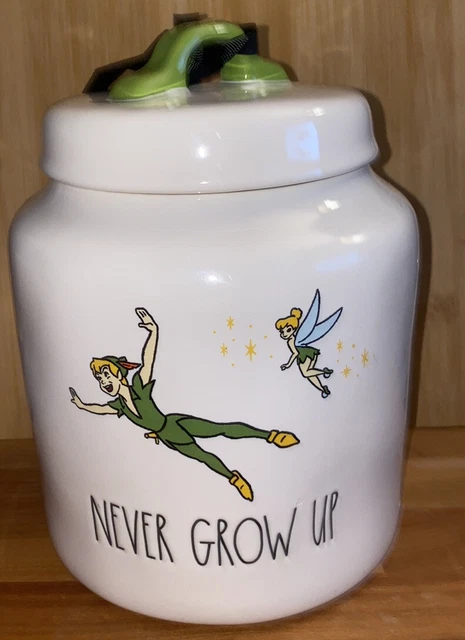 Rae Dunn Disney Peter Pan Never Grow Up Canister Tinker Bell Cookie Jar Candy