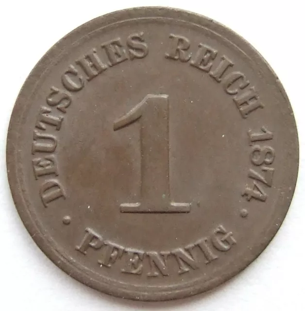 Moneta Reich Tedesco Impero Tedesco 1 Pfennig 1874 F IN Extremely fine