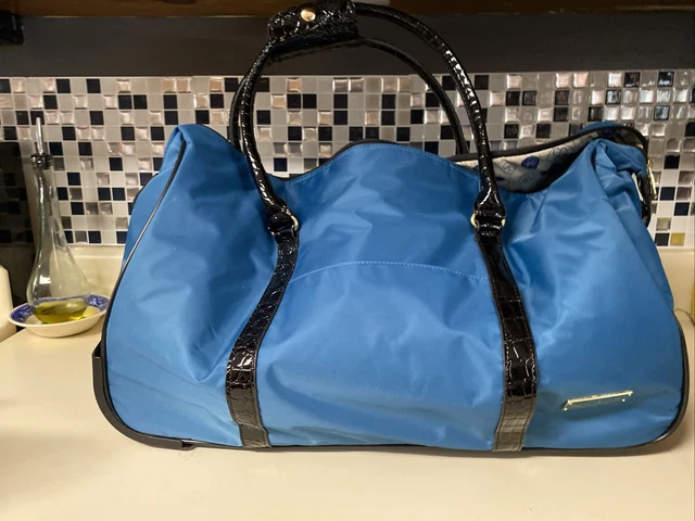 Samantha Brown 21" Wheeled Nylon Weekender Bag Teal Blue 2