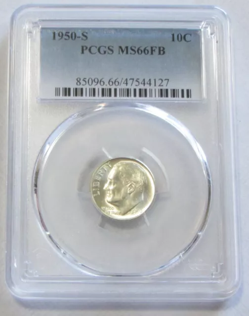 Stunning Roosevelt Dime 1950-S Pcgs Ms 66 Fb Full Bands