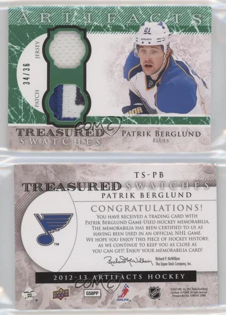 2012 Artifacts Treasured Swatches Emerald Jersey/Patch /36 Patrik Berglund Patch