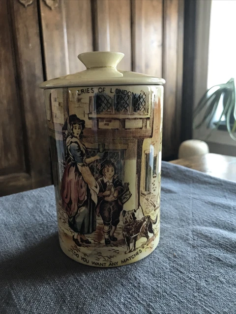 CROWN DEVON ""Cries of LONDON"" Deckelglas Sehr guter Zustand