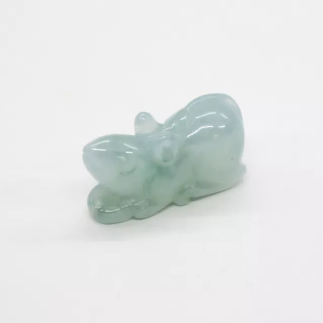 Icy Jadeite Jade Mouse Rat Carved Blue Green Chinese Pendant + Certificate 2