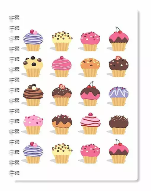 A5 Spiral Notebooks Cupcakes Printed Stationery & School Home Office Diary