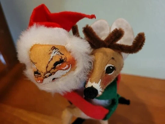 Annalee Mobilitee Reindeer Santa Claus Hug Christmas 1963 Vintage