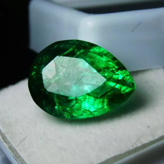 Green COLOMBIAN Emerald Pear Cut CERTIFIED Loose Gemstone 7.60 Ct Natural
