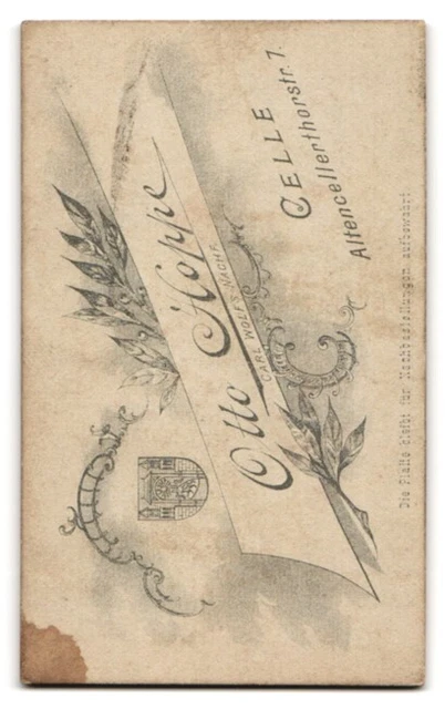 Fotografie Atelier Otto Hoppe, Celle, Soldat mit Schnauzbart CDV /Kabinett-Foto 2