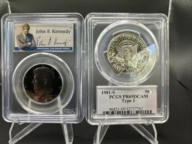 Lot Of 2 - 1981 S 50C Kennedy Half Dollar Proof PCGS PR69DCAM