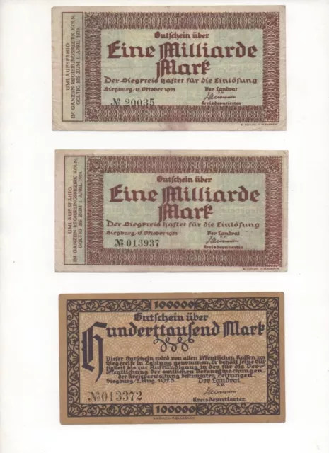 NOTGELD  SIEGBURG - 7 different notes (S094) (GERM) S094