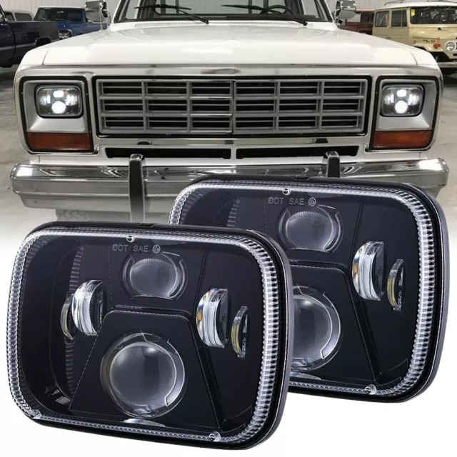 Pair 7x6'' 5x7'' LED Headlights Hi-Lo Beam For Dodge W250 D350 Ram Ramcharger