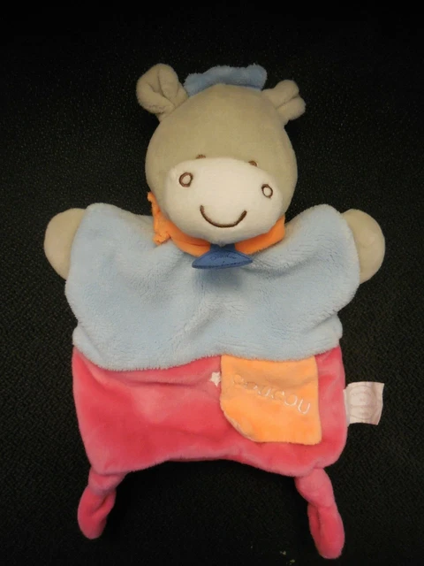 DOUDOU ET COMPAGNIE marionnette âne cheval Coucou Petits Secrets bleu rose