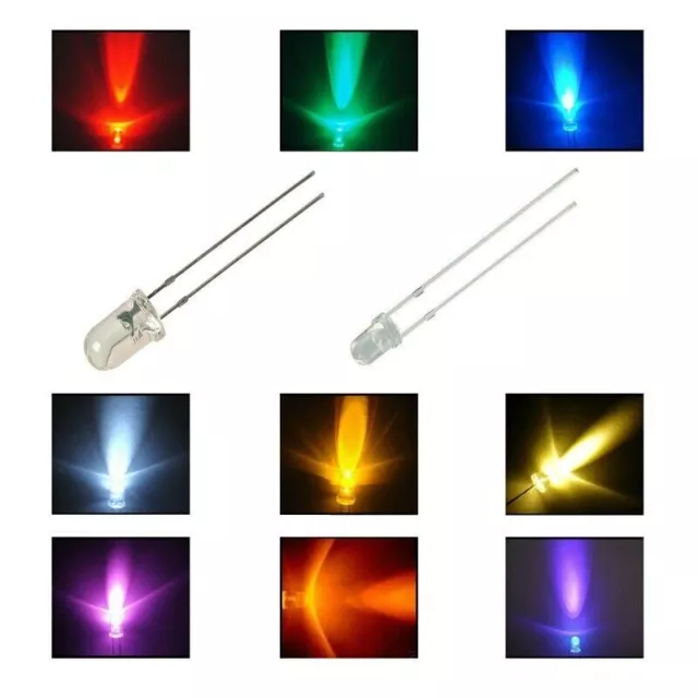LED 3mm 5mm klar LEDs 10, 20, 50 oder 100 Stück oder Set 9 Farben zur AUSWAHL