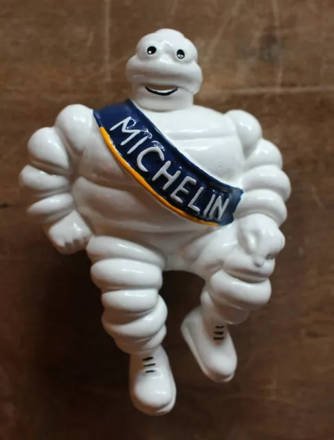 White Metal Michelin Man Car Bonnet Scooter Mascot Bibendum Hood Collectable