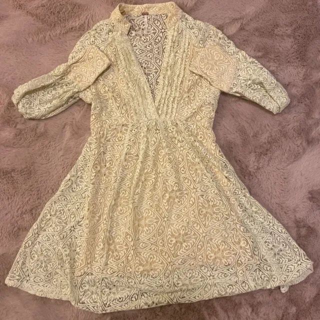 Free People Pale Yellow Lace Dress Size:0,xsmall