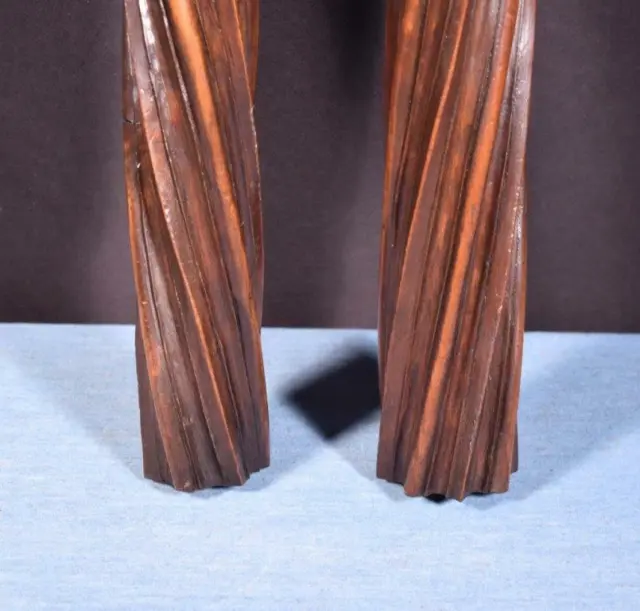 *21" Pair of French Antique Solid Walnut Posts/Pillars/Columns/Balusters Salvage 6