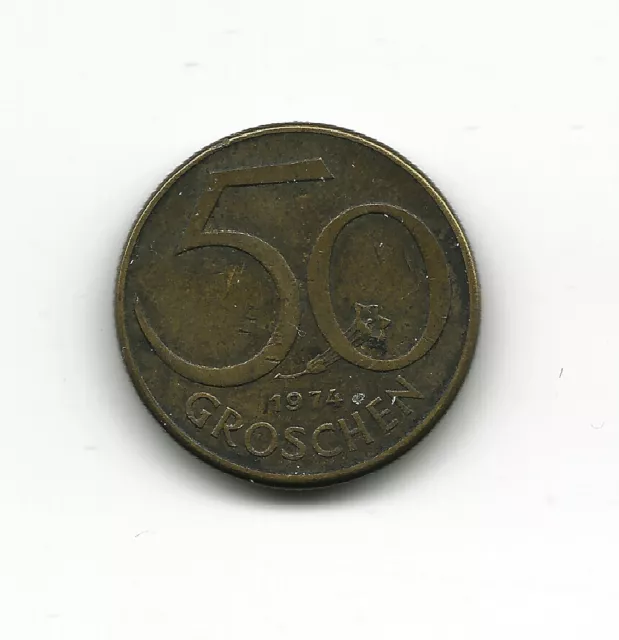 World Coins - Austria 50 Groschen 1974 Coin KM# 2885