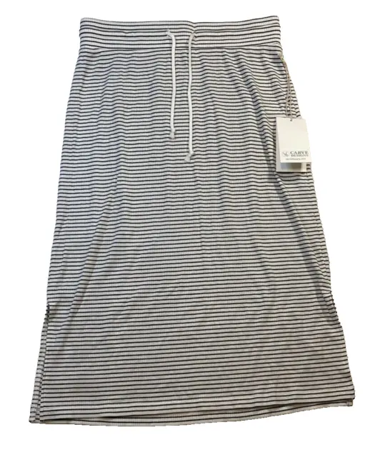 Carve Designs Women's Addie Skirt White&Black Stripped Size M Ribbed Knit $64