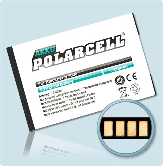PolarCell Batterie pour Blackberry Bold 9000 9700 9780 M-S1 1700mAh