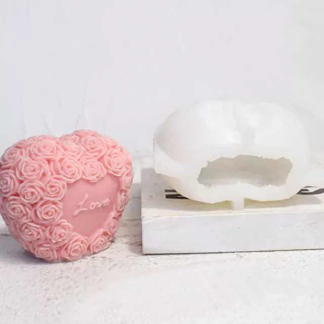 3D Mold Heart Love Rose Flower Shape Silicone Soap Mold Chocolate Candle Mould