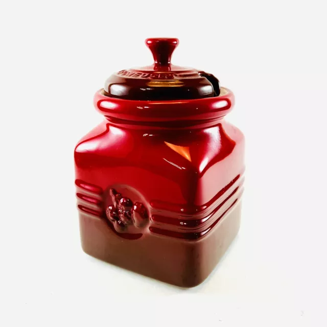 Le Creuset Cerist Red Berry 15 oz Enameled Stoneware Jam Jar w/ Lid - SHIPS FREE