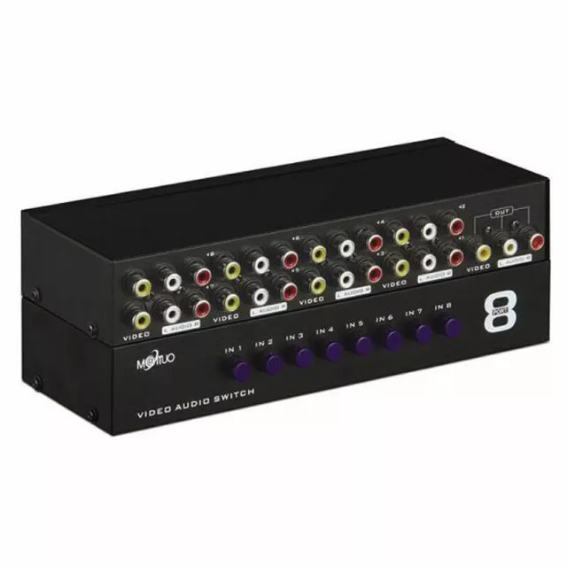 2/4/8 Way Composite RCA AV Switcher Splitter Video Audio AVS Selector Switch Box