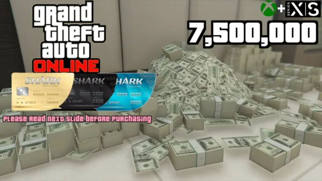 GTA 5 V ONLINE SHARK CASH CARD (Xbox) $7,500,000 GTA MONEY *Read Slide 2*