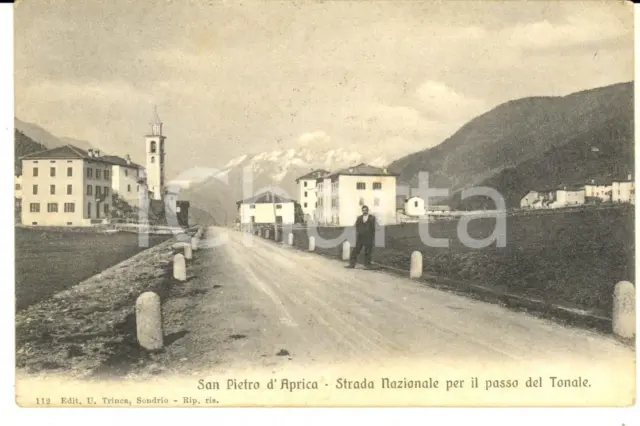 1910 SAN PIETRO D'APRICA Strada Nazionale Passo del TONALE *Cartolina ANIMATA