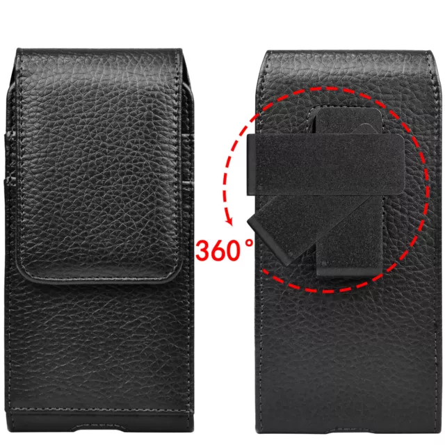 Cell Phone Holster Pouch Leather Wallet Case with Swivel Belt Clip for Samsung