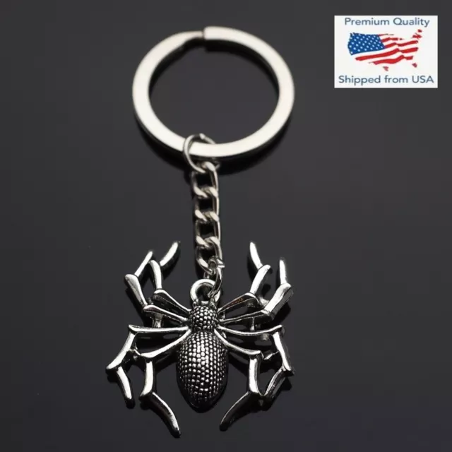 Spider Keychain Classic Style Halloween Silver Charm Key Chain Gift