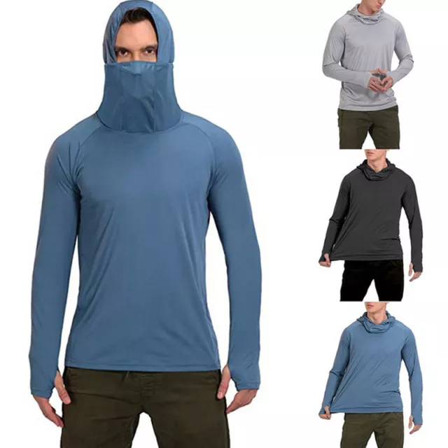 T-Shirt À Capuche À Manches Longues Pour Hommes Protection Solaire Upf 50+ 》