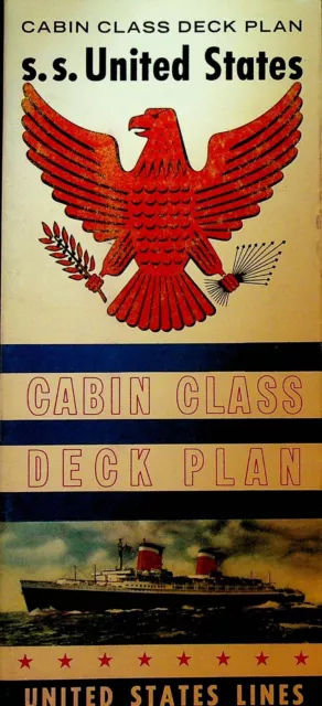 SS United States Lines Cabin Class Deck Plan 1969