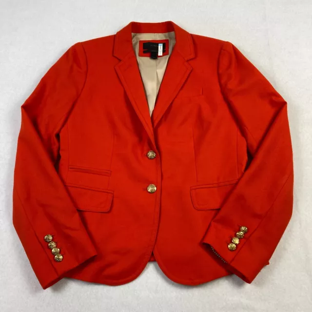 J.Crew Schoolboy Blazer Women's 6 Orange Wool Gold Button Long Sleeve Sport Coat