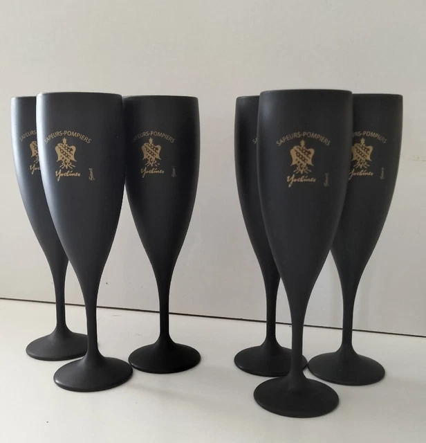 Lot 6 Flûtes À Champagne Collection Sapeurs Pompiers Yvelines