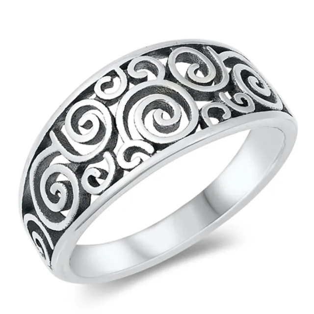 Cutout Filigree Swirl Ring New .925 Sterling Silver Band Sizes 5-10