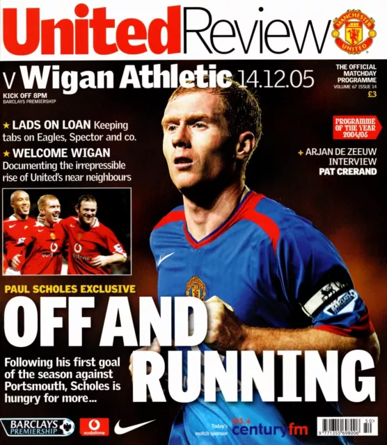 Manchester United v Wigan Athletic 2005-2006 Premier League Programme 14/12/2005