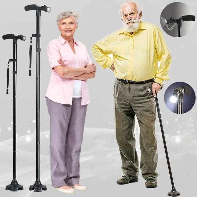 FOLDING WALKING STICK LED Light Cane Adjustable Pole Handle Lightweight