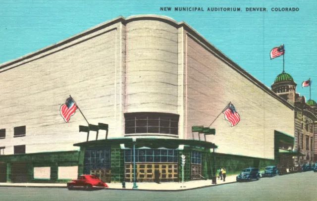 Denver Colorado, Municipal Auditorium Exhibit Building Front View, Old Postcard