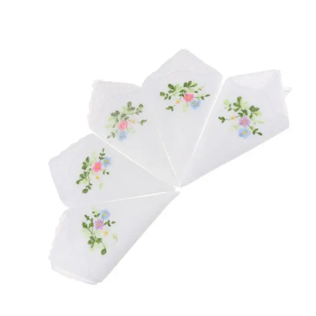 5er-Pack Taschentücher für Damen mit floraler Spitze aus Stoff – elegante
