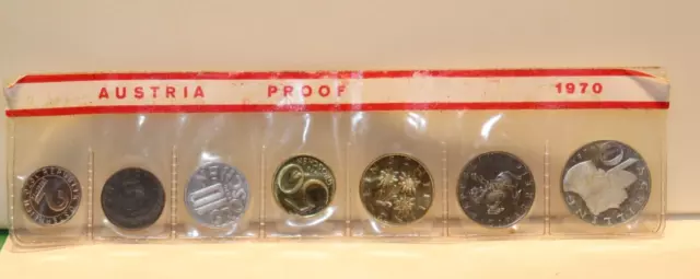1970 Austria 7 Coin Proof Set Austrian Mint