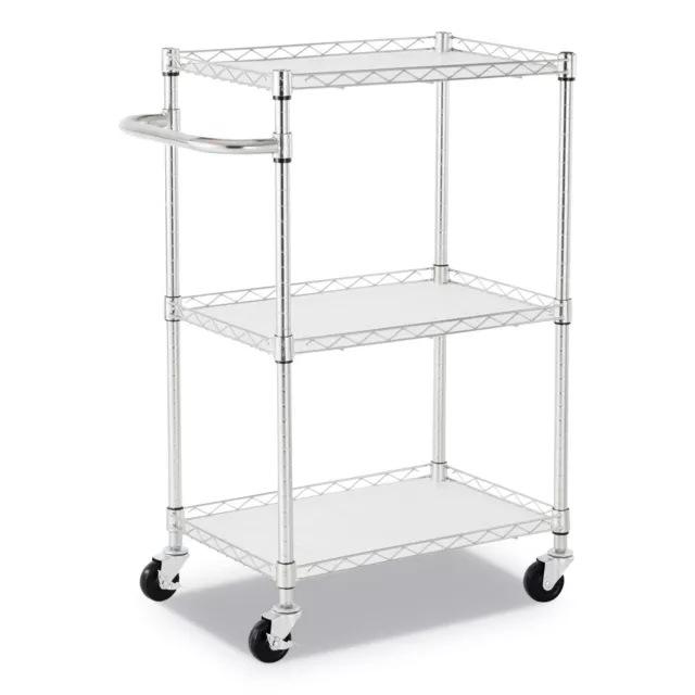 Alera 3-Shelf Wire Cart with Liners 28 1/2" x 16" x 39" Silver 500 lbs Capacity