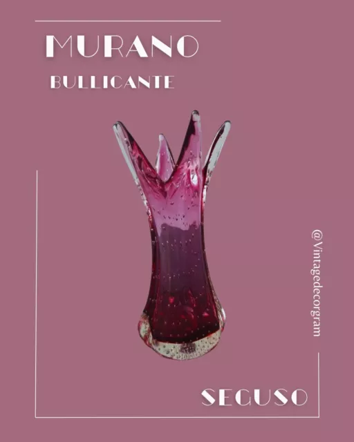 Design Vase Murano Bullicante Glas Vase von Archimede Seguso 1970er Jahre.