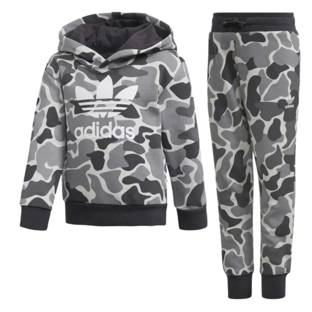 adidas Kinder Trefoil Camo Jogging Anzug Sport Set Sweatshirt Hose Camouflage