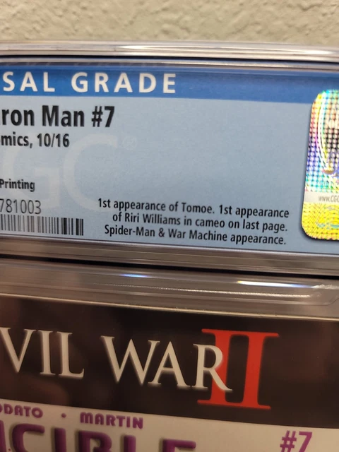 Invincible Iron Man #7 Third 3rd Printing CGC 9.8 1st Apperence Riri Williams 2