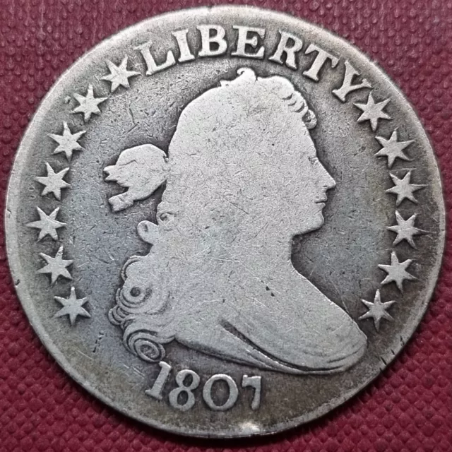 1807 Draped Bust Half Dollar 50c nicely Circulated #64056