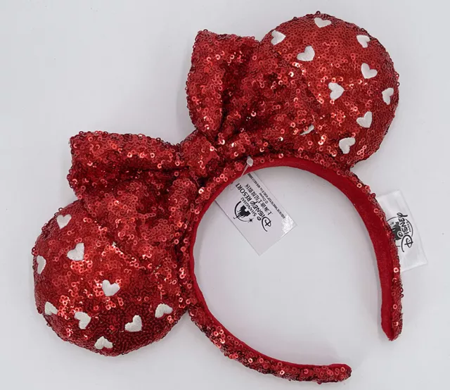 DISNEYLAND RED SEQUIN Bow Heart Valentine's Day 2024 Minnie Ears Disney